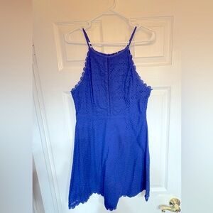 Lulus- Size Medium

Let Your Heart Go Cobalt Blue Eyelet Mini Dress